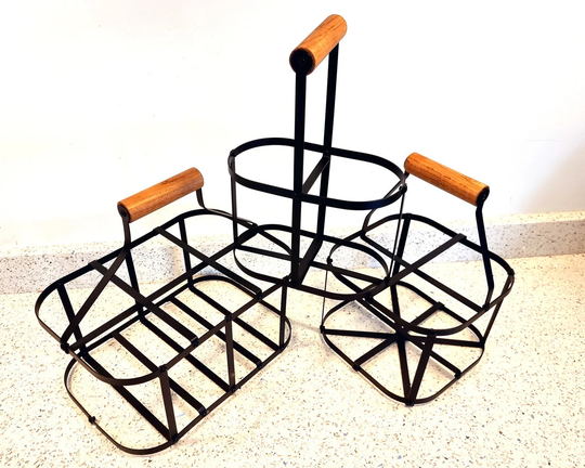 Traditional Bottle Carriers, Vintage, Hand Made , Farmhouse Style, Milk, Wine, Beer, French Holder, Metal Carrier, Wine Holder