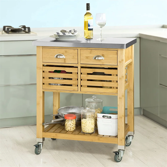 Madalene 73 Cm Stainless Steel Kitchen Trolley with Locking Wheels