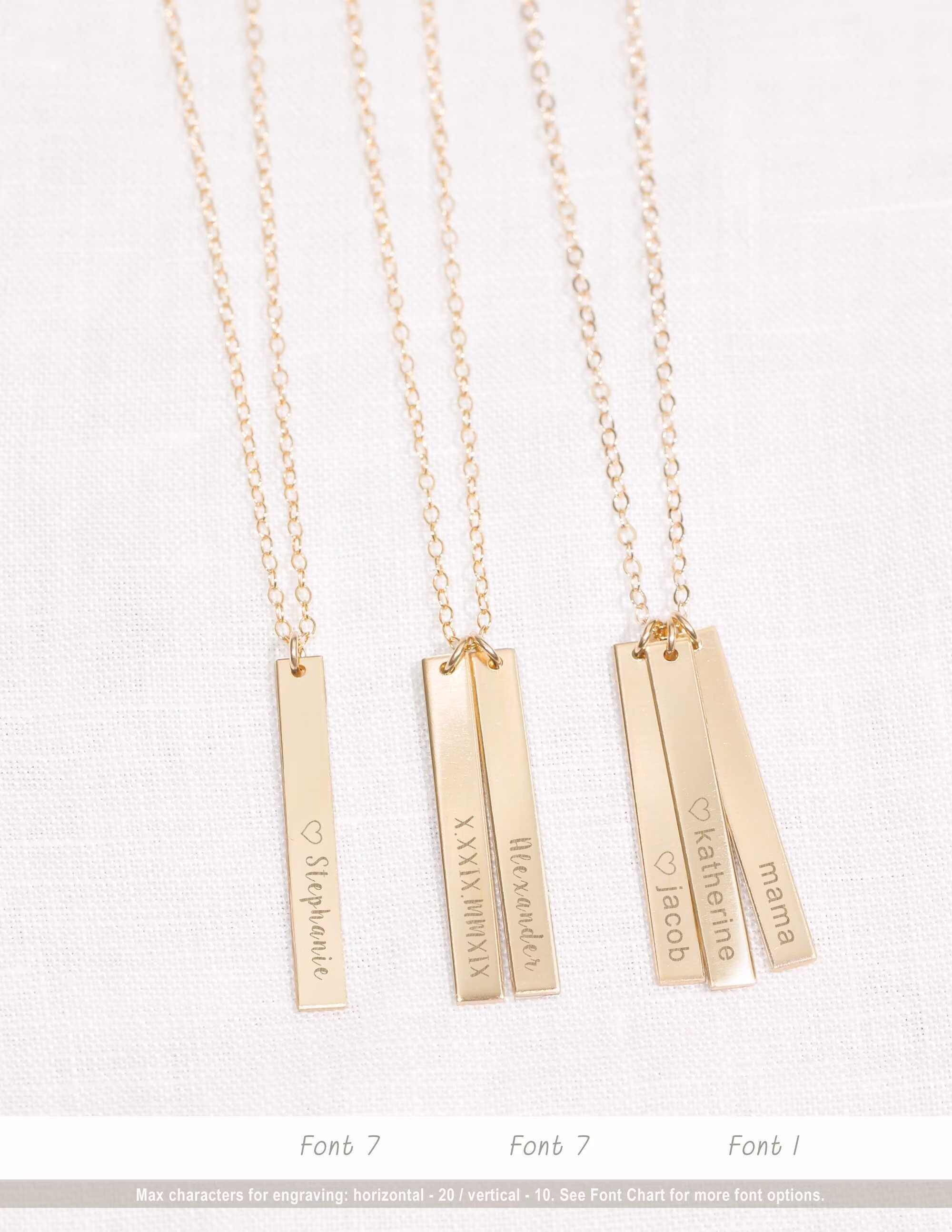Vertical Bar Necklace Skinny Multi Name
