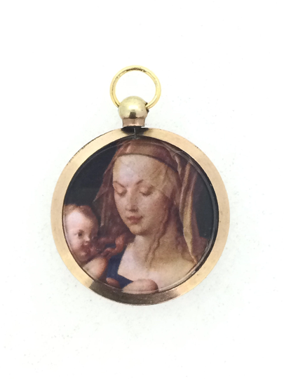 Antique Edwardian Shaker Locket Pendant Fob Rg Miniature Portrait