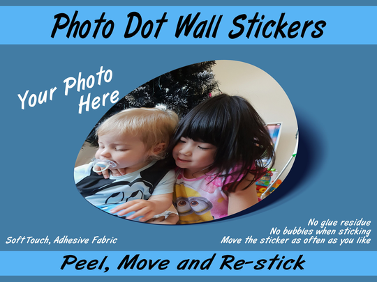 Photo Dot Wall Stickers | Removable & Reusable Matt Finish Woven Fabric With Adhesive Backing Great Gift For The Family