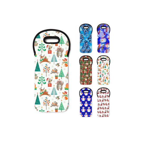 Christmas Pattern Insulated Padded Thermal Wine Cooler Bag - Choice Of