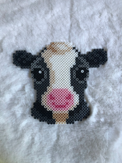 Baby Cow Calf Perler Bead Art ~ Fridge Magnet, Adorable Cow Lover Gift, Wall Art