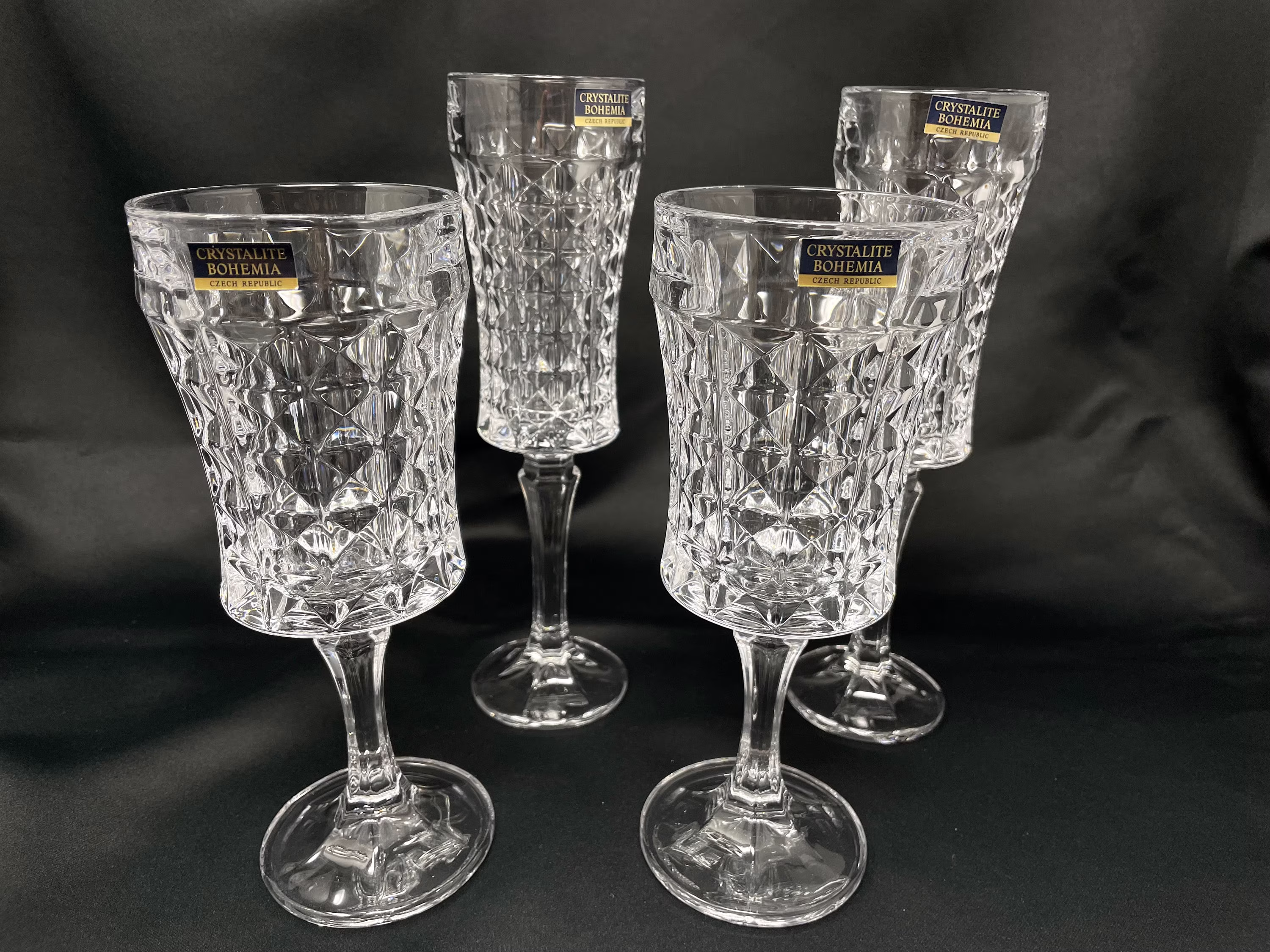 Set Of 12 Wine Glasses & Champagne Flute 7 Oz, 4 Oz Bohemia Czech Crystal Glass, Wedding Glass, Gift