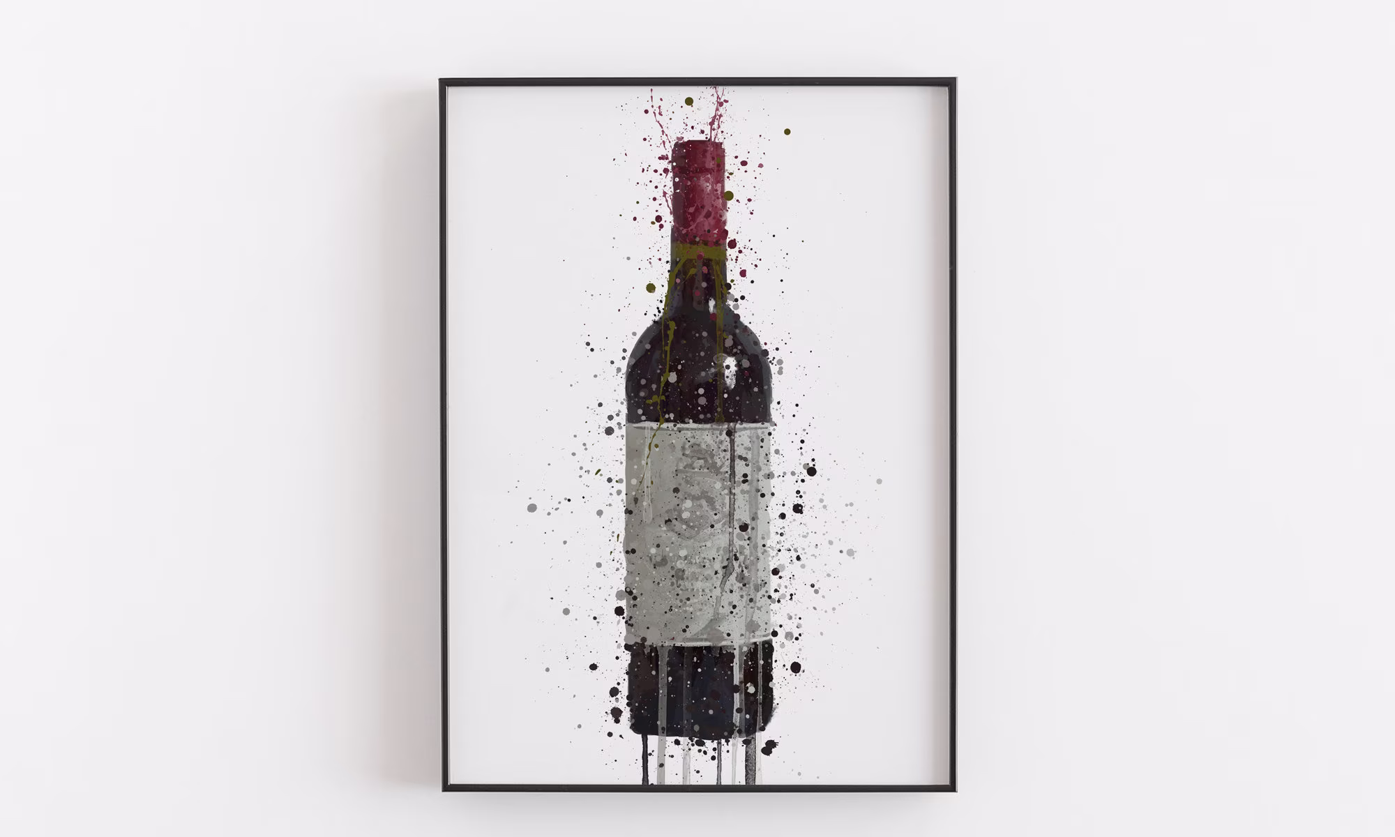 Christmas Gift Red Wine Bottle Wall Art Print
