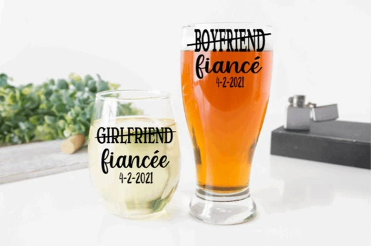 Engagement Gift For The Couple, Newly Engaged, Boyfriend Fiance, Girlfriend Fiancee Gifts, Glasses, Gift Ideas