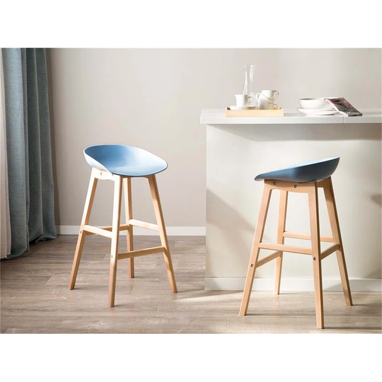 Set Of 2 Bar Chairs Light Blue