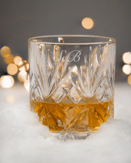 Personalized Crystal Cut Whiskey Glass, Engraved Whisky Tumbler, Gift For Him, Boxed, Father's Day, Wedding Party Gifts 11.25 Fl Oz