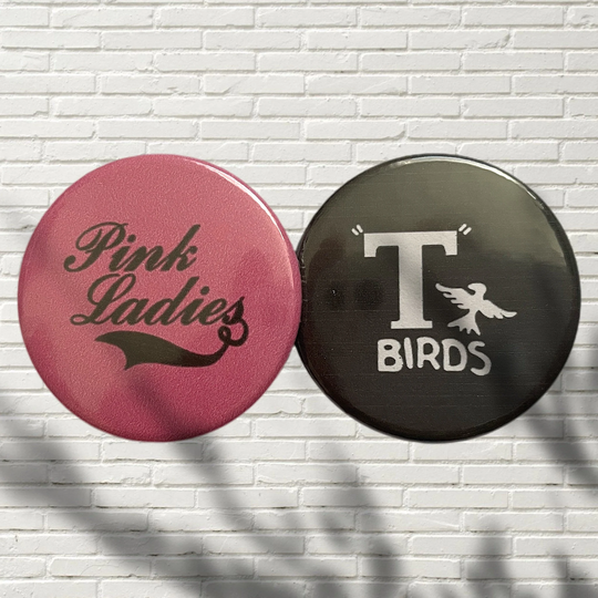 Grease/Pink Ladies T-Birds Old School Retro Hen Party Stag Handmade 25mm 38mm Pin Badge Fridge Magnet Keyring