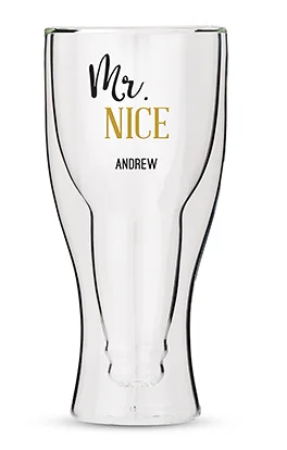 Personalized Mr. Nice Double Walled 12 Oz. Beer Glass