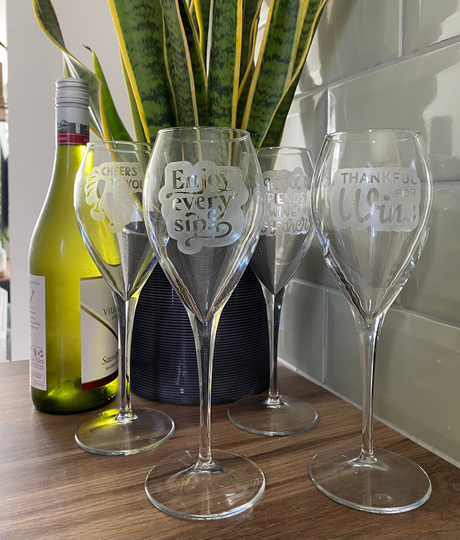 Etched Wine Glass | Celebratory Drink