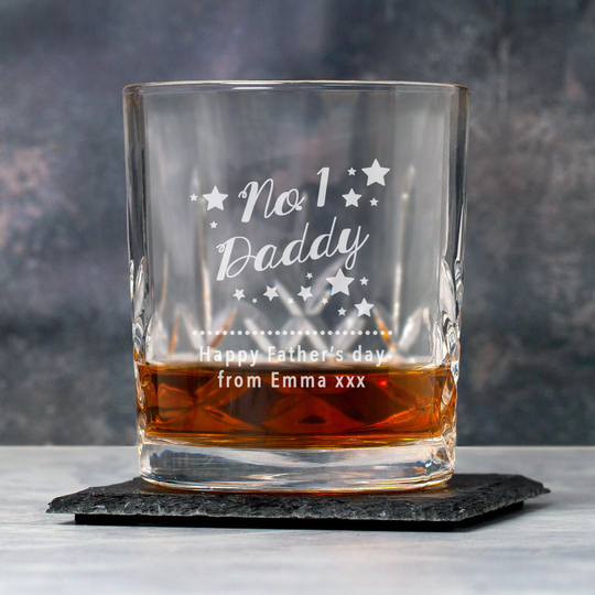 Personalised Engraved No.1 Daddy Glass Tumblers Gifts Ideas For Fathers Day Birthdays Christmas Best Worlds Greatest Father's Dad