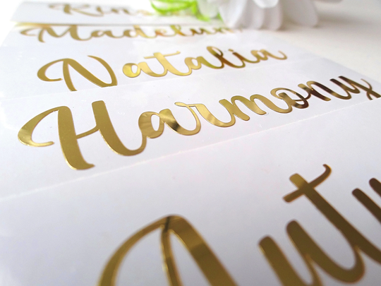 Foil Wedding Stickers, Save The Date, Card Decal, Gold Name Champagne Glass Hen Party, Favour, Hanger Stickers