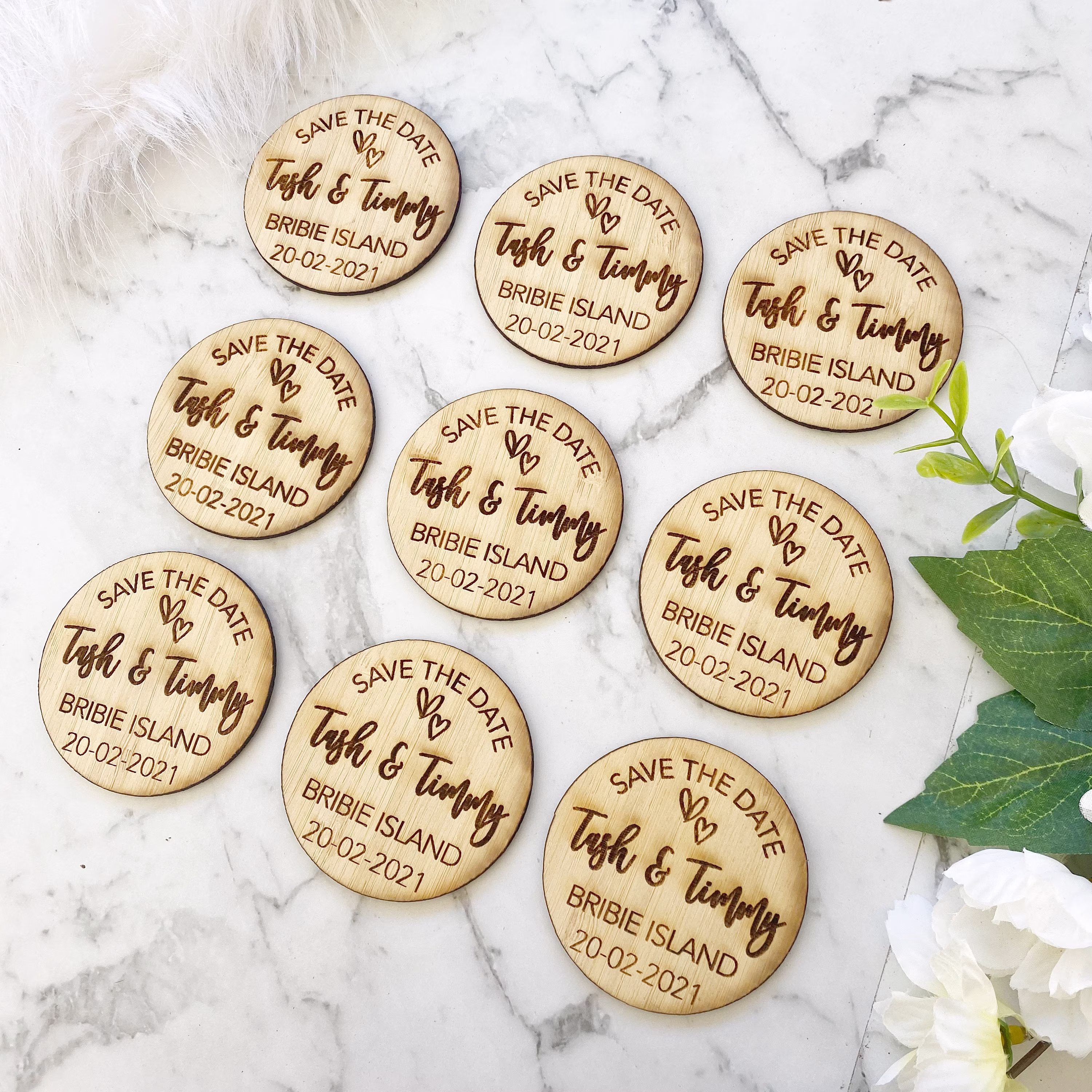 Rustic Save The Date Magnets | Round Wedding