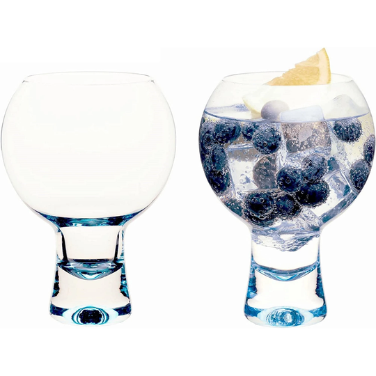 Optic Sapphire Blue Tinted Large Gin Glass Set Of 2 Copa De Balloon Glasses 540Ml