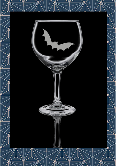 Bat Halloween Engraved Balloon Gin Glass. Beautiful Etched Personalised With Name. Design Won't Wear Off Like Vinyl.88
