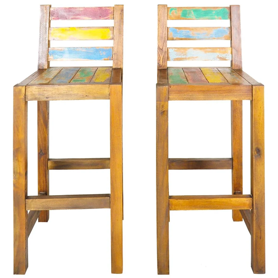 Bar Stools Set Of 2 Solid Reclaimed Wood