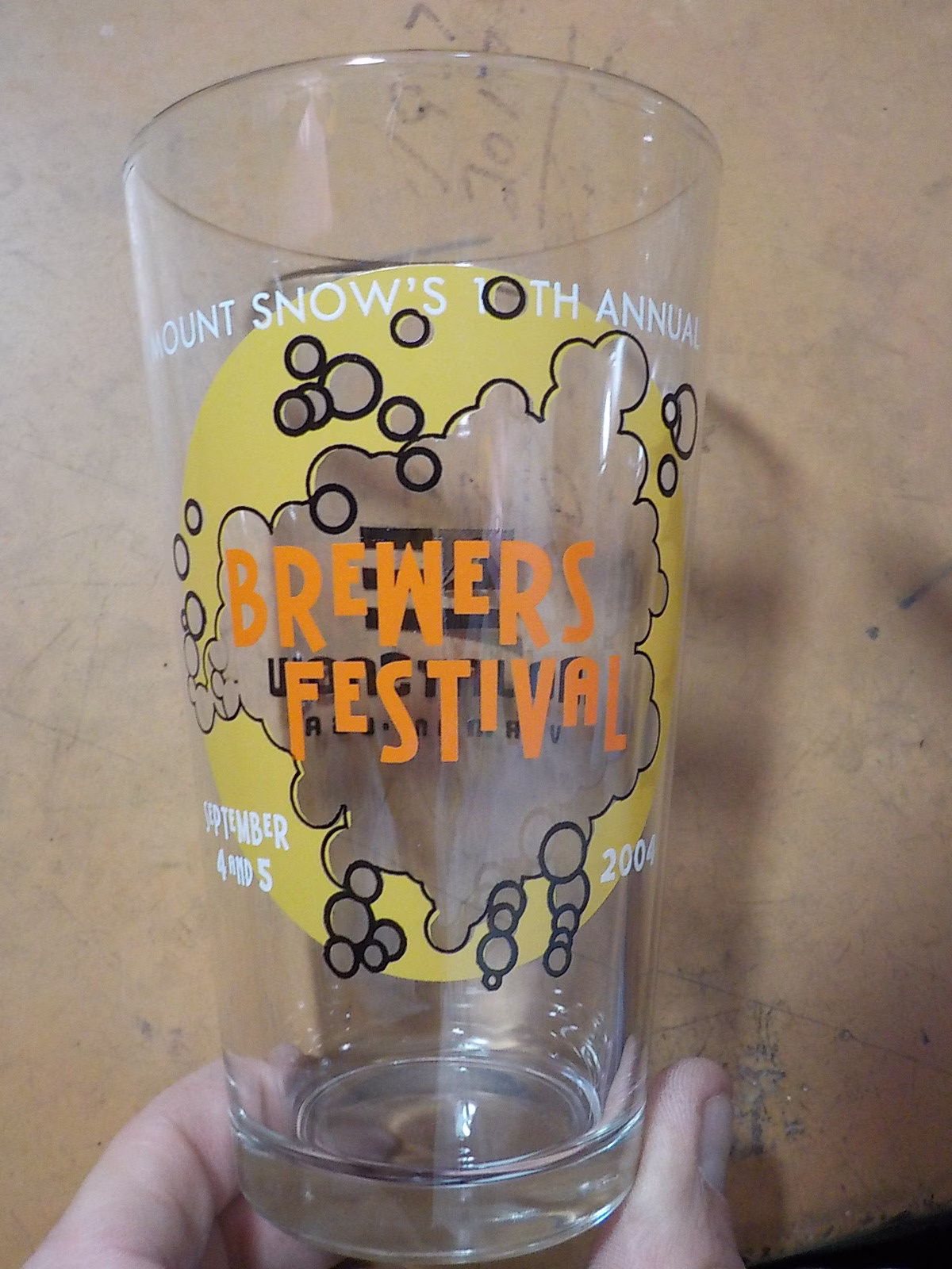 Vintage Brewers Festival Mount Snow Vermont Pint Beer Glass Mint Free Usa Shipping
