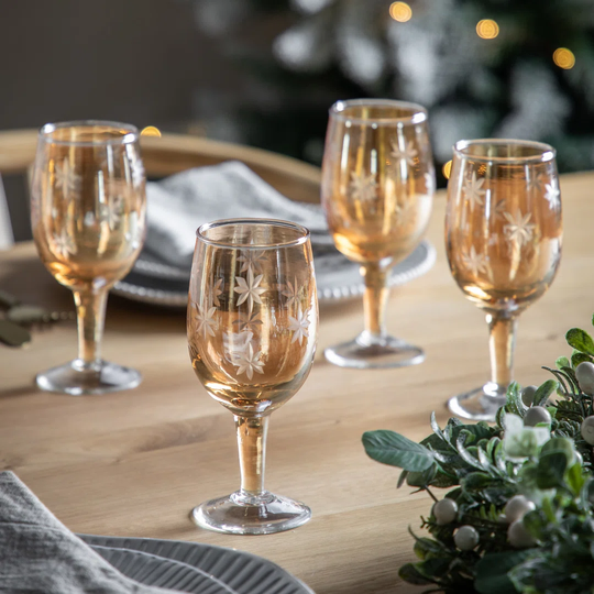 Starry Wine Glass Gold Lustre (4Pk) 70X70x160mm