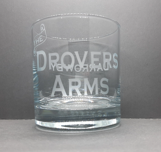 All Creatures Great & Small Inspired Drovers Arms Etched Tumbler Glass - Personalised