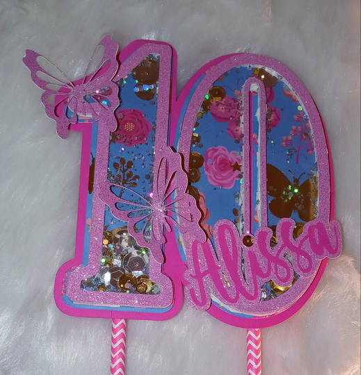 Shaker Cake Topper Number & Name