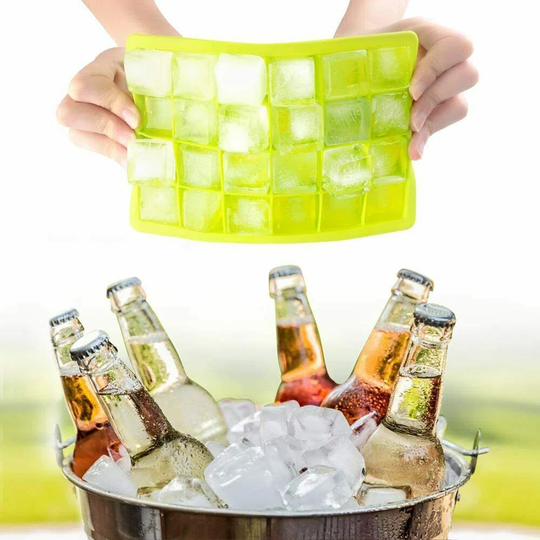 3X Ice Cube Mold Silicone Ice Cube Tray With Lid Ice Cube 24 Compartment & Clip
