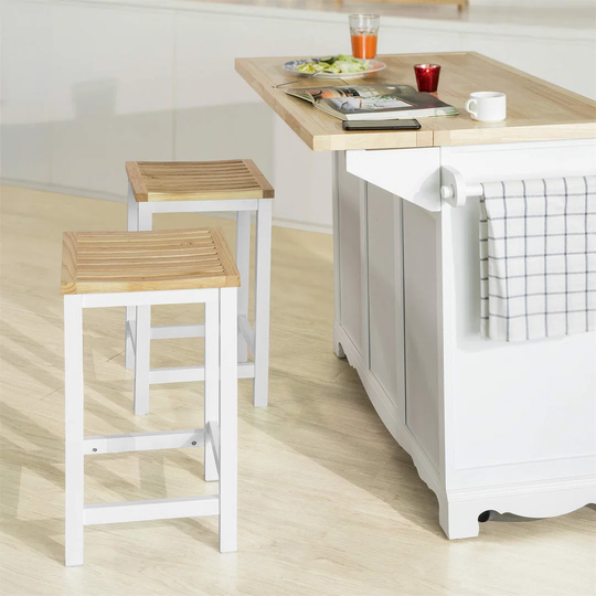 Set Of 2 Wooden Kitchen Breakfast Bar Stool, Kitchen Stool Dining Stool Bathroom Stool
