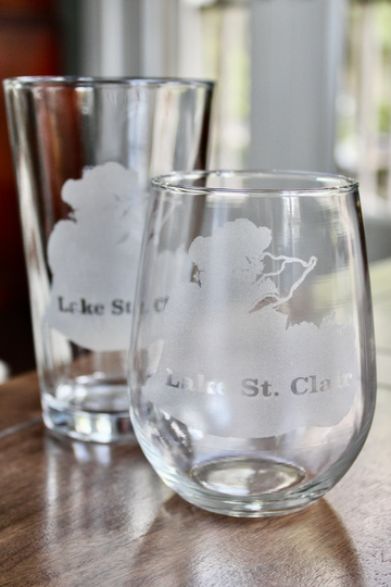 Lake St Clair Map Glasses - Saint Wine Glasses, Rocks Beer Glasses