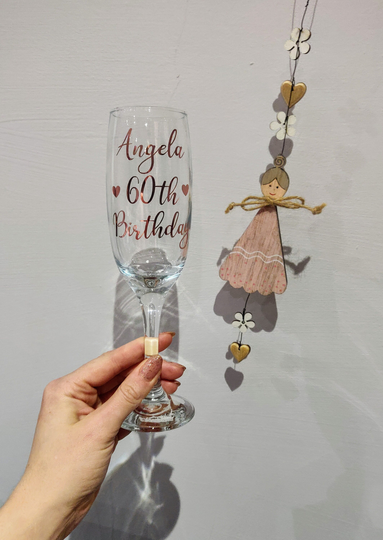 Personalised Glass Prosecco Champagne Birthday Gift, Wedding Day Flute, Wine Glass, Bridesmaid 18Th, 21st, 30Th, 40Th, 50Th, 60. 70Th