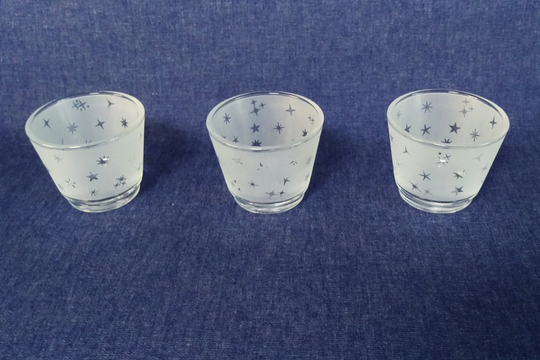 stars Engraved Glass Tea Light Holder Set