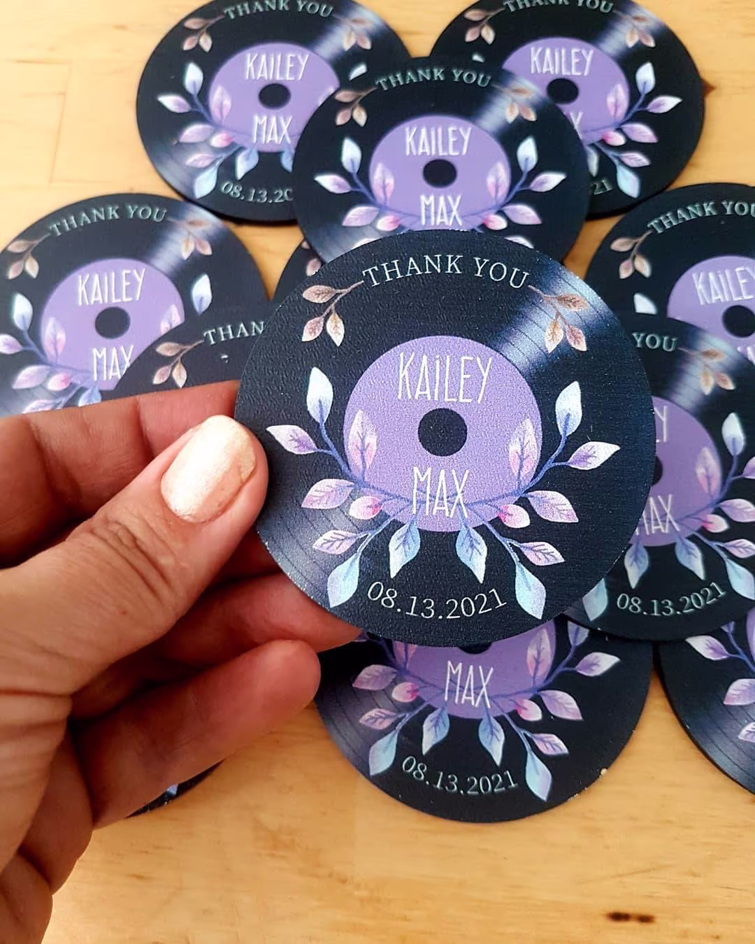 Wooden Magnets Save The Date, Record Plak Wedding Gift, Thank You Gift For Guest, Round Cd
