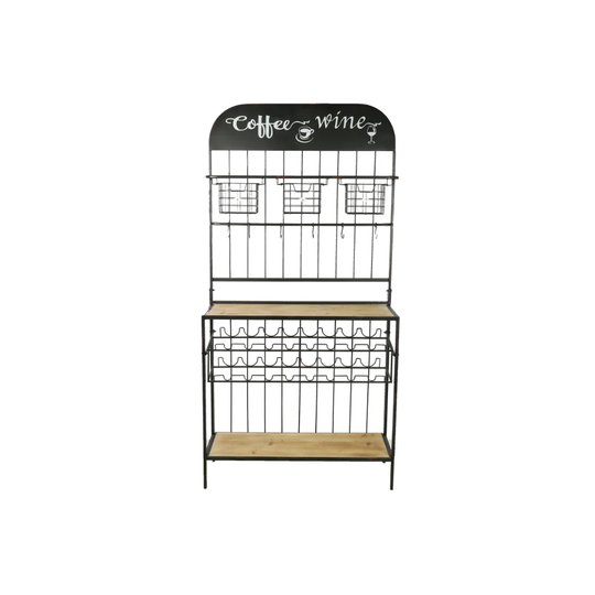 Shackelford 32 Bottle Floor Wine Bottle & Glass Rack in Black