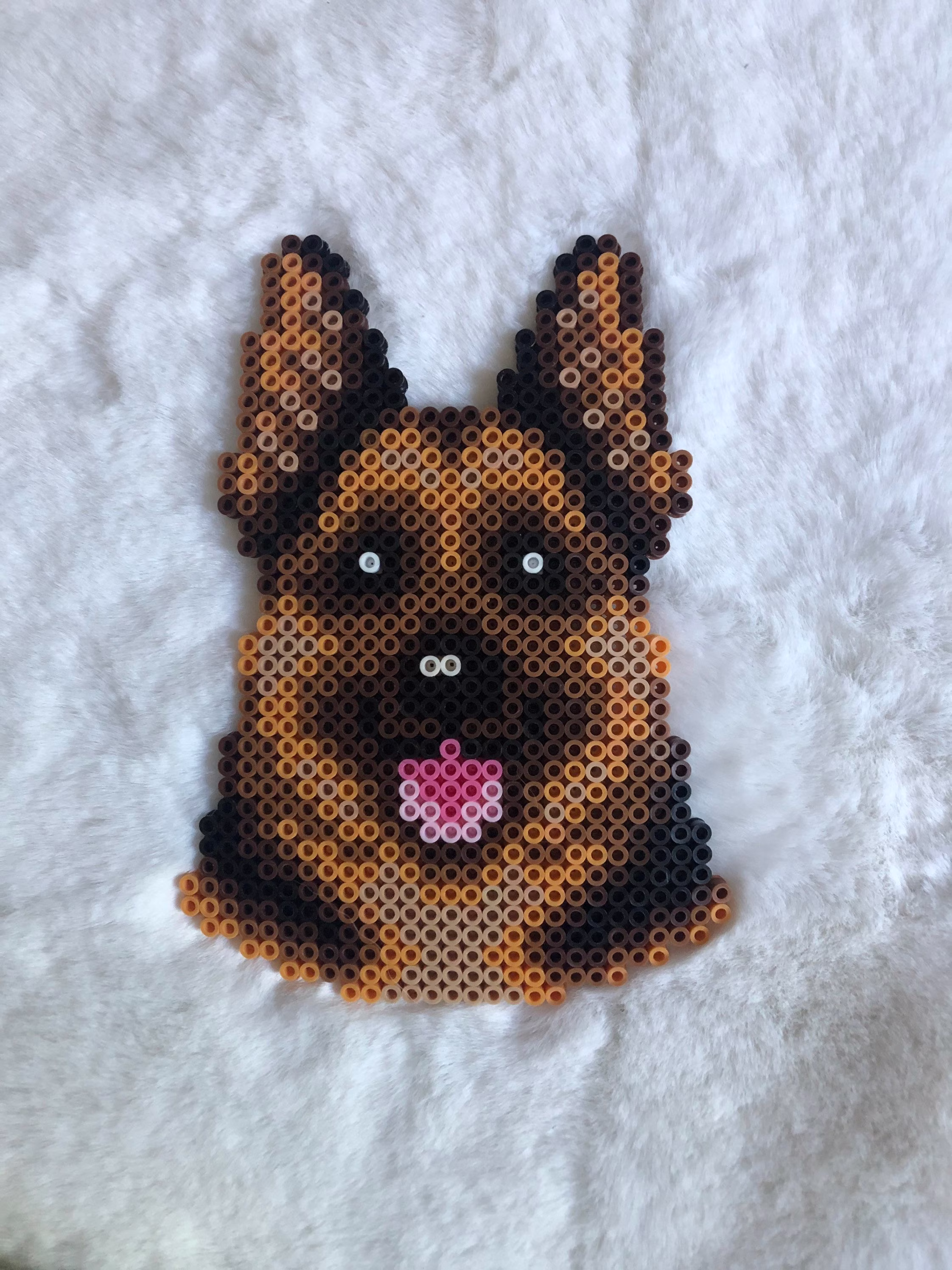 German Shepherd Dog Perler Bead Art ~ Fridge Magnet, Cute Dog Lover Gift, Wall Art