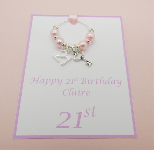 21st Wine Glass Charm, Glass Key Wine Charm For Glasses, Bottle Charms