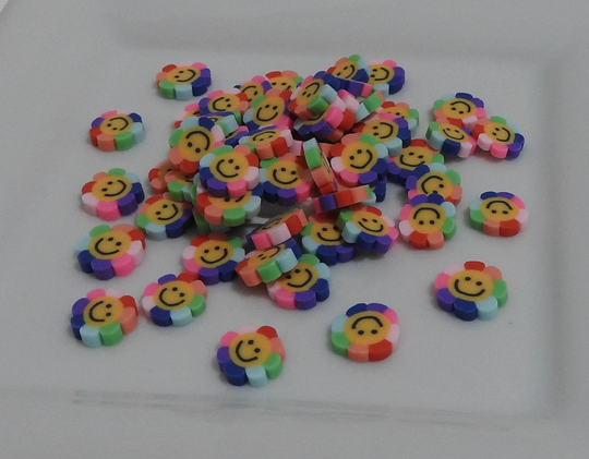 Bright Flower Faces - Polymer Clay Slices, Fimo Sprinkles -1/2 Tbsp