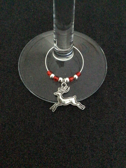 Cute Reindeer Wine Glass Charm/Christmas Charms Decor Animal Lover Gift