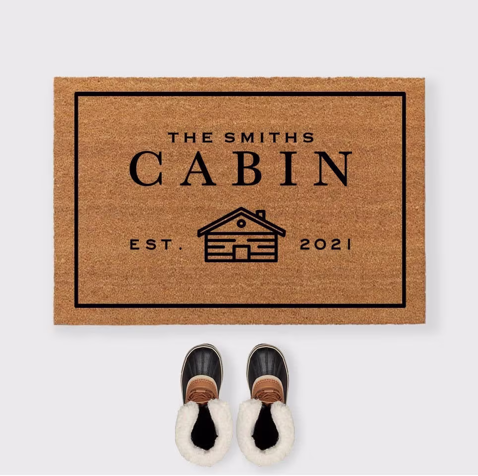 Cabin Doormat, Cabin Door Mat, Cabin Decor, Cabin Decor Rustic, Mountain Doormat, Lake House Mountain Welcome Mat