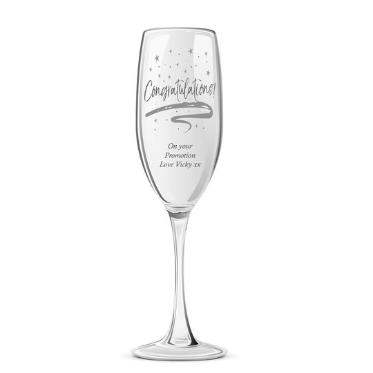 Congratulations Gift Personalised Engraved Champagne Prosecco Glass