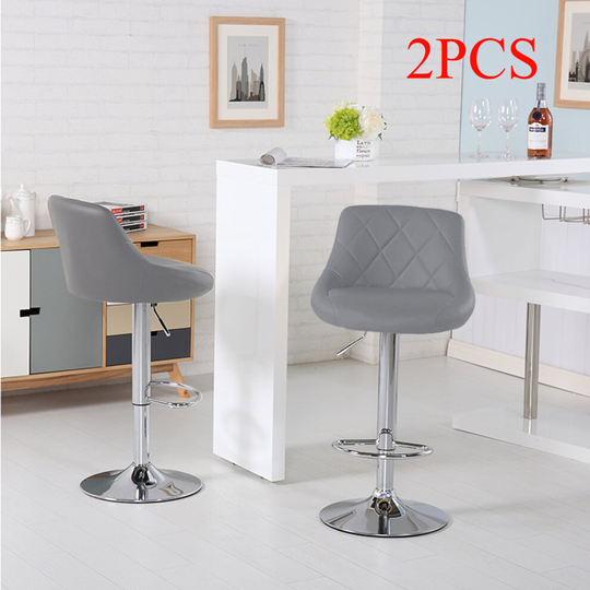 2X Bar Stools Leather Swivel Bar Stools Lift Rest Chairs Kitchen