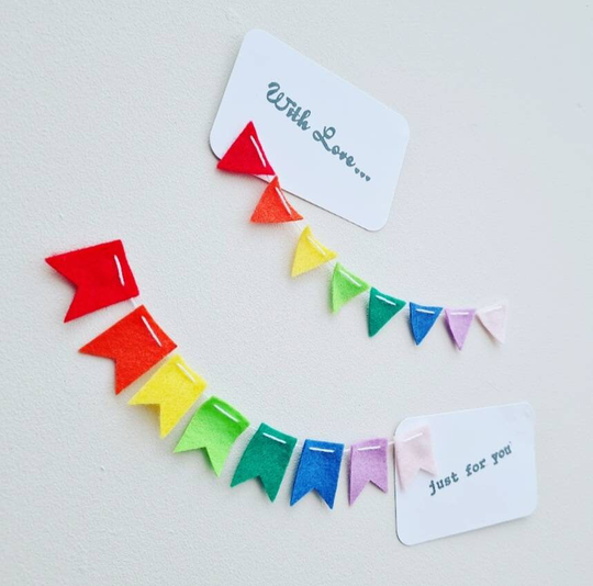 Bunting Magnets, Refrigerator Cute Magnet, Fridge Magnet, Rainbow Flag Bunting, Triangle Magnet