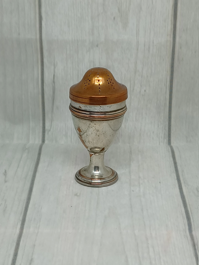 Vintage Sugar Sifter ~ Urn Shape Shaker Muffineer in Gold & Silver Tone Metal