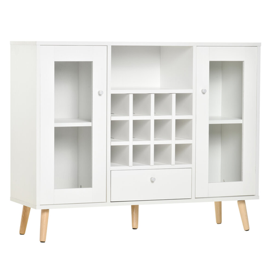 HOMCOM Sideboard Cabinet Kitchen Cupboard with Glass Doors Drawer Rack