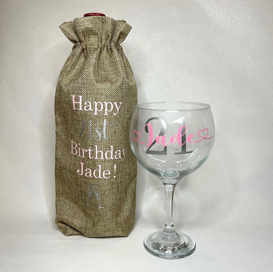 Celebration Glass & Bottle Bag 18Th, 21st, 30Th, 50Th - Wine Cocktail Different Designs Colours