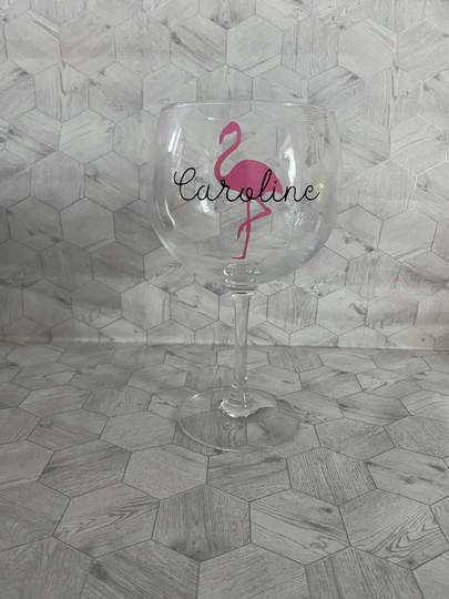Personalised Flamingo Gin Glass, Gift, Birthday Christmas Present, Secret Santa Glass