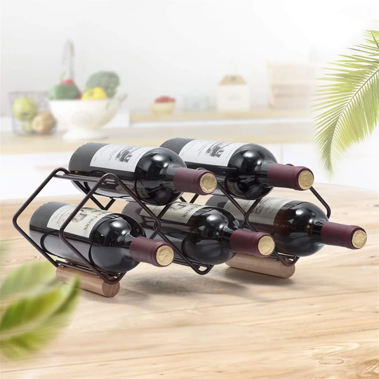 Hiouchi 5 Bottle Tabletop Wine Bottle Rack in Red