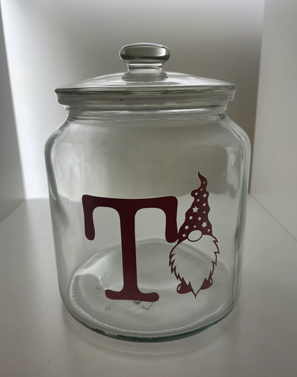 Personalised Gnome/Gonk Letter Vinyl Label For Glasses/ Cup/ Wine Glass/ Jars/Sweet Jar