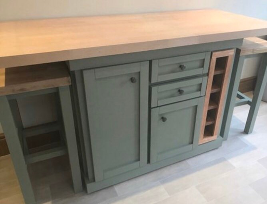 The Wadebridge Bespoke Custom Made To Order Kitchen Island With Oak Top