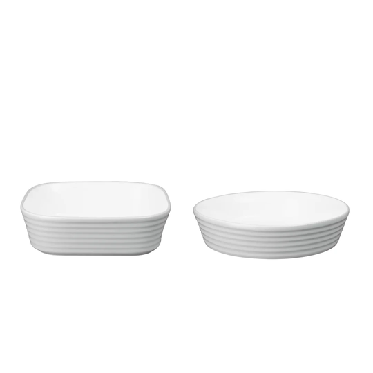 James Martin Cook 2 Piece Porcelain China Round and Square Dish Set