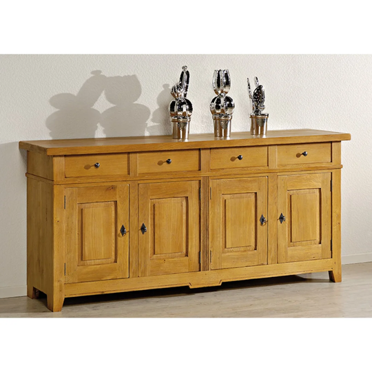 Achava 209cm Wide 4 Drawer Oak Solid Wood Sideboard