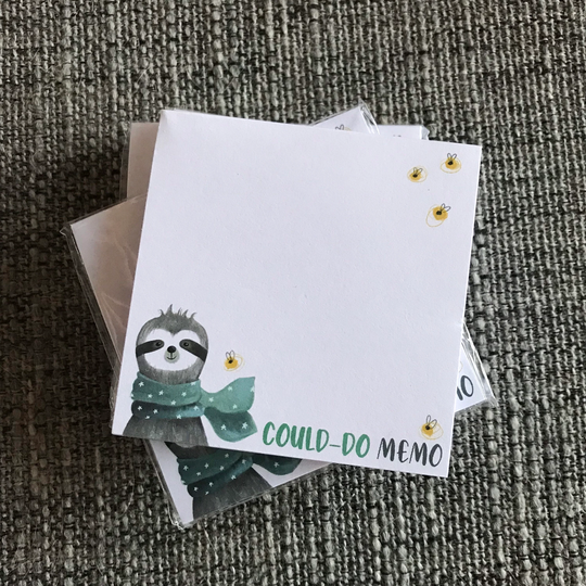 Could Do Note Sloth Memo Pad Notepad Notes Catherine Redgate Stationery Organise Block Bujo Organiser Fun Desk Office Teddy Cute Pad To Do